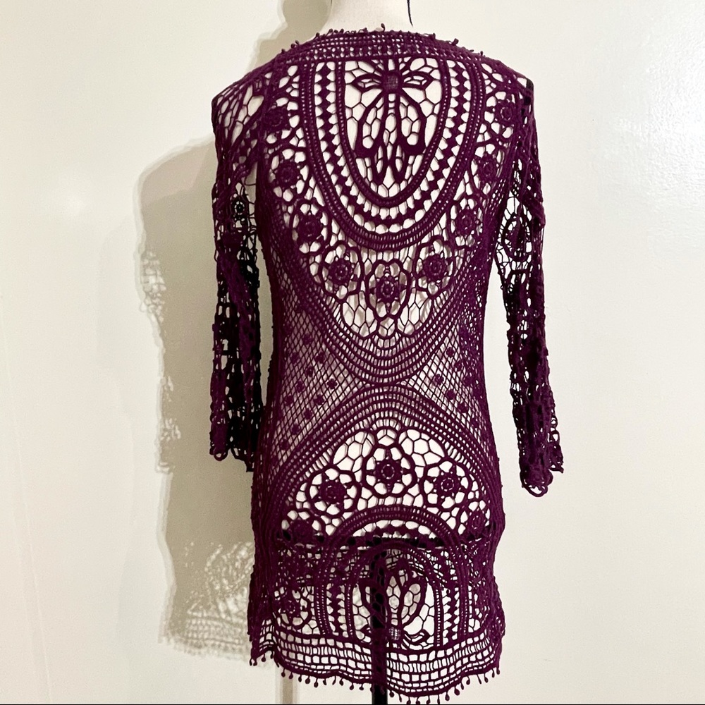 Umgee Lacy Mesh Long Sleeve Cover Up size Small - Picture 4 of 14